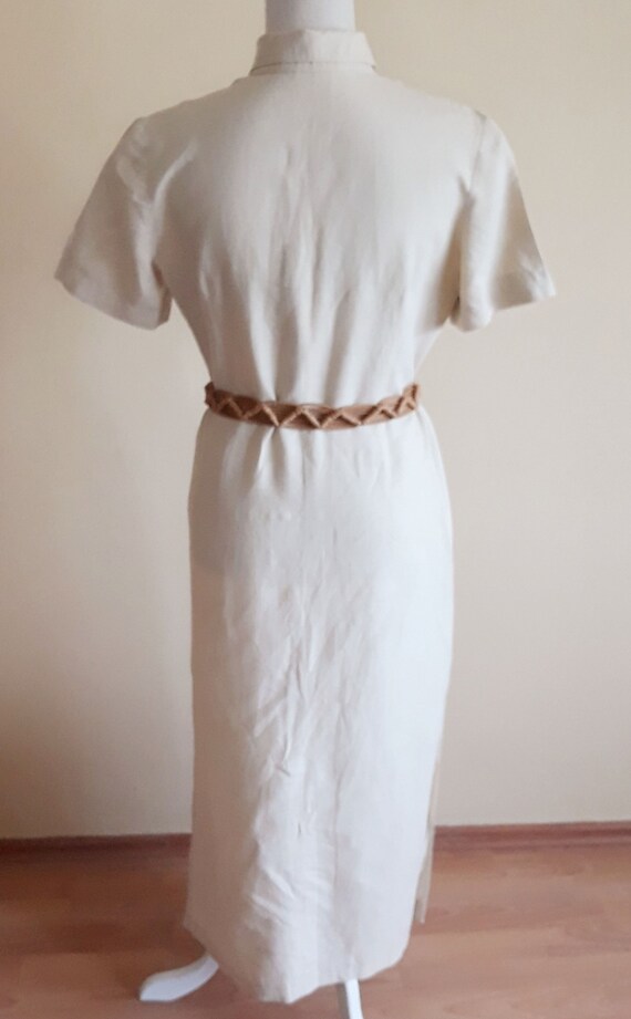 Vintage Beige Summer Dress,Long Safary Style Line… - image 10