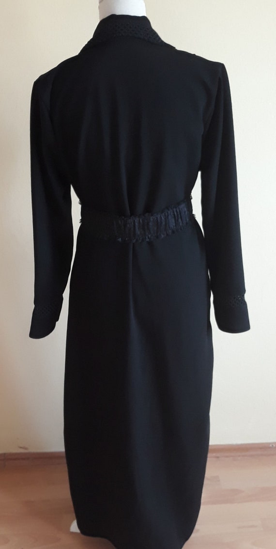Vintage 80s Sewn Dress or Gown,Black Embroidered … - image 9