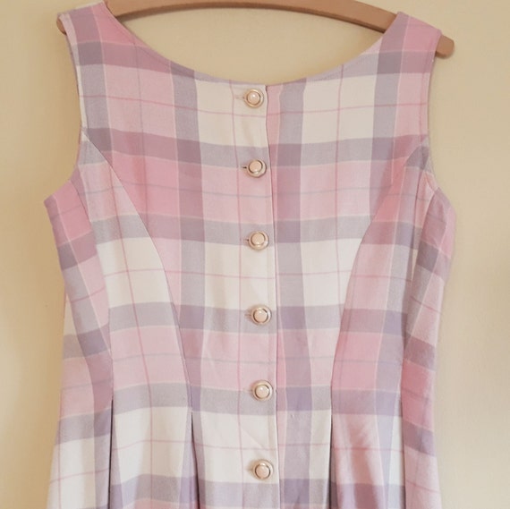 Vintage 80s Sewn Plaid Dress,Like Dirndl Dress,Dec
