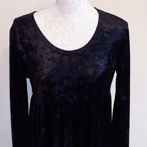 Vintage 90s Black Dress,Shiny Velvet Long Sleeve Long Slit Side Dress,Long Size US M Dress