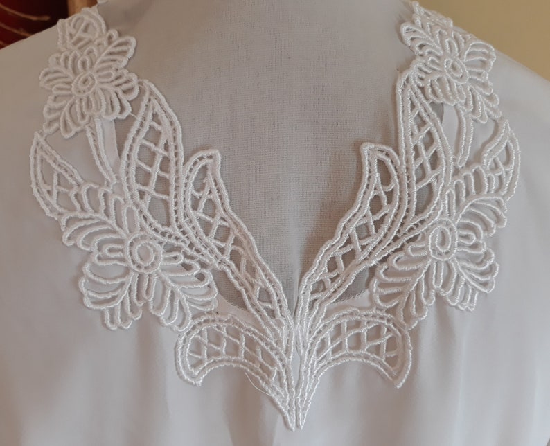 Vintage 80s White Embroidered Floral Pattern Puffy Long | Etsy