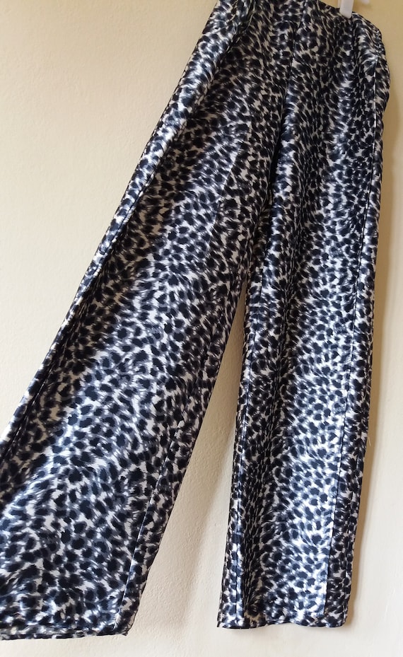 Vintage 90s Animal Print Like Satin Big Slits on … - image 1