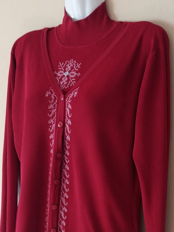 Vintage 90s Set Thin Knit Cardigan and Turtleneck
