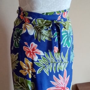 Vintage 90s Wrap Skirt,Blue Colorful Floral Print Skirt,Long Viscose Size DE 36 or US S Summer Skirt