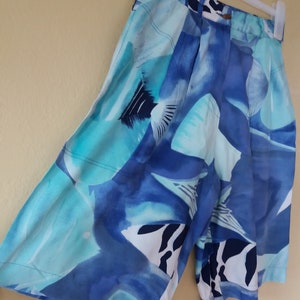 Vintage 90s colorato vita alta pantaloni a gamba larga tasche laterali taglia US XS / S Culottes