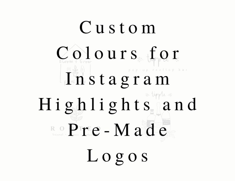 Custom Colours for Instagram Highlights and Premade Logos Etsy