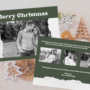 Editable Christmas Card Template, Printable Photo Card, Holiday Greeting Card, Use with Canva