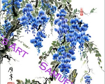 Giclee Print, Art, Artwork, Fine Art, Painting, Home Decor, Gift, Print, Samuels Art, Present, Wall Decor, Wisteria, Butterfly, Flower, Tree
