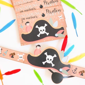 Pirate Party Invitations with Feathers and Envelopes