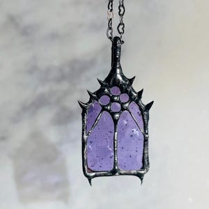 Medieval Cathedral Window Necklace Gothic Church Jewelry Religious Pilgrim Coffin Nail Necklace Macabre Jewelry Soft Soldered Cottagecore