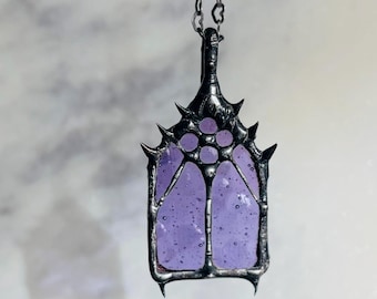 Medieval Cathedral Window Necklace Gothic Church Jewelry Religious Pilgrim Coffin Nail Necklace Macabre Jewelry Soft Soldered Cottagecore