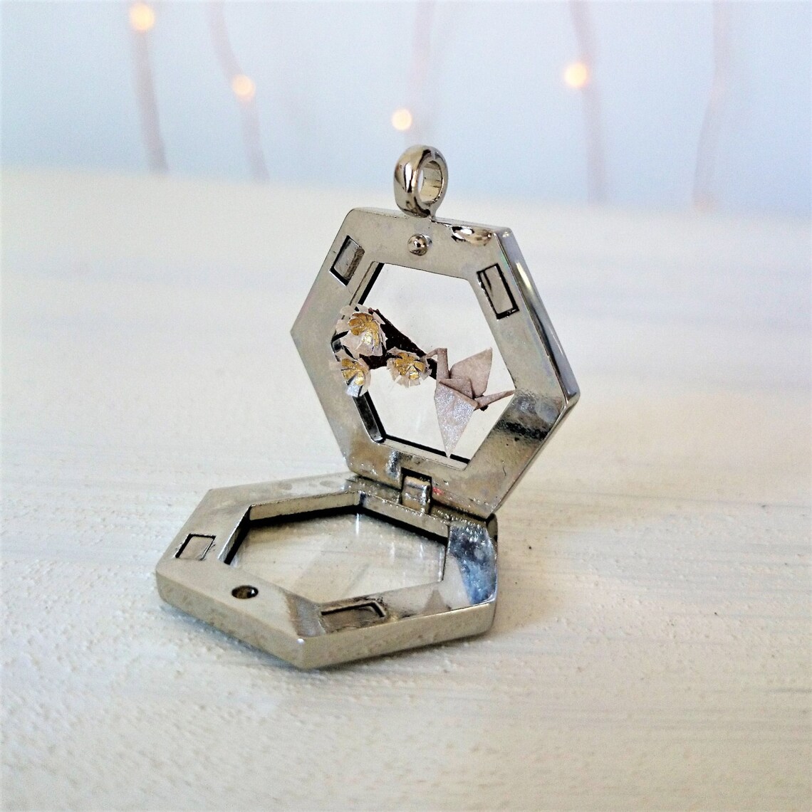 Origami Crane Necklace Paper origami jewelry Japanese crane Etsy