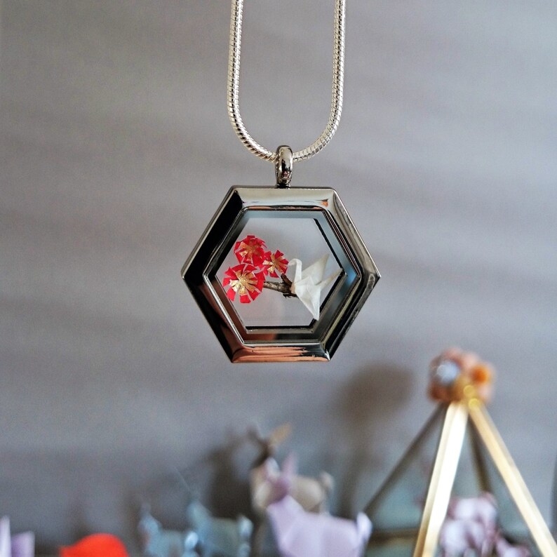 Origami Crane Necklace Paper Origami Jewelry Japanese Crane Etsy