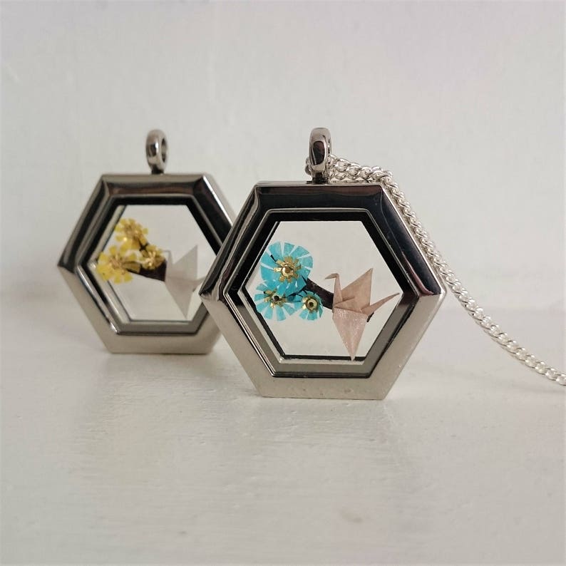 Origami Crane Necklace Paper Origami Jewelry Japanese Crane Etsy
