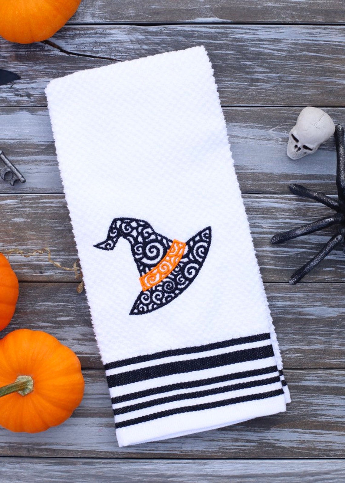 Halloween Embroidered Towel Halloween Decor Kitchen Towel Etsy