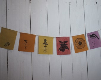 Natural dyed cotton prayer flags – "Sunflower's Life" – by Sky Like Snow