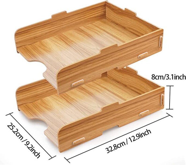 Wood Letter Tray 2 Tier Desk Organizer and Accessories Paper Etsy