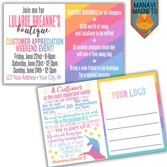 invitation postcards flyers event discount cards happy birthday custom unicorn rainbow quotes invitation postcards