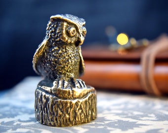 pagan on a cord myth golden eyes witchy totem Bronze Owl Blodeuwedd pendant