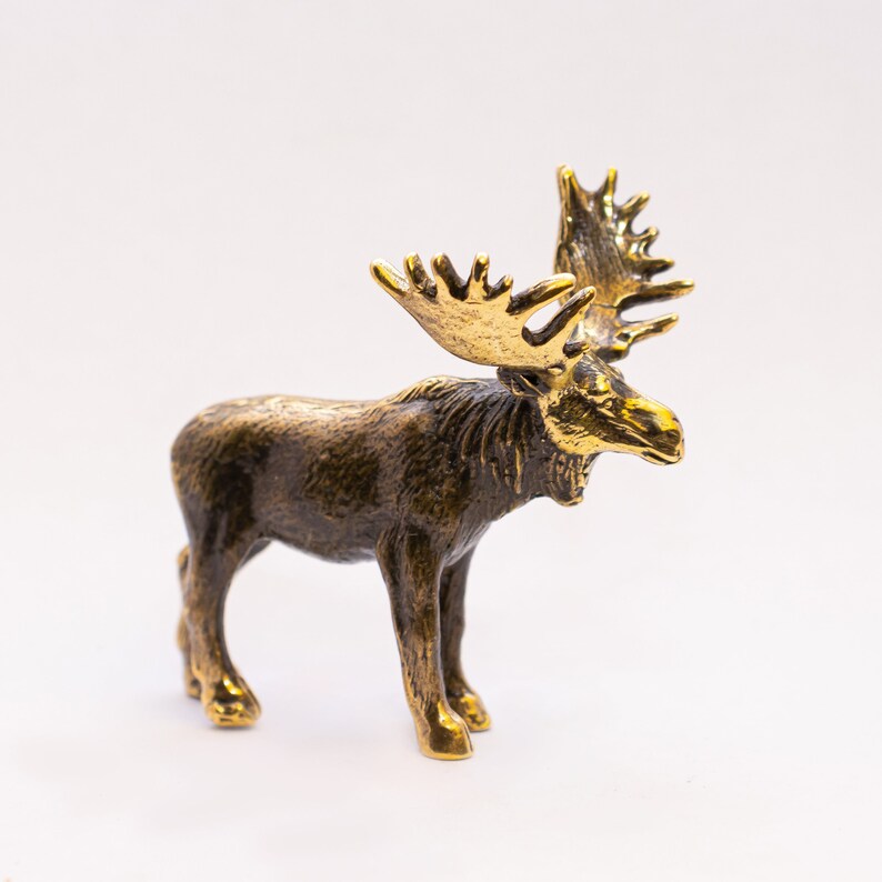 Moose figurine bronze small elk figure metal Moose Sculpture Etsy