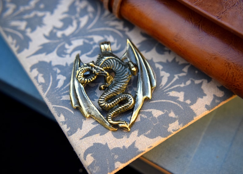 Bronze dragon pendant metal dragon keychain brass dragon Etsy