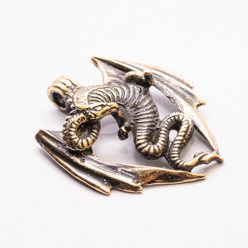 Bronze dragon pendant metal dragon keychain brass dragon Etsy
