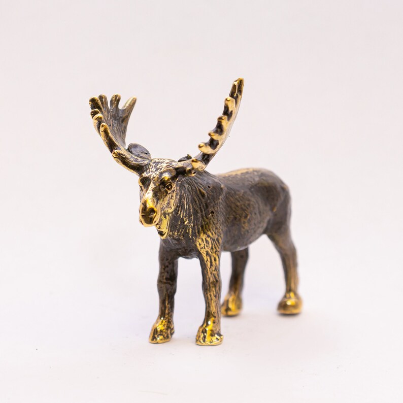 Moose figurine bronze small elk figure metal Moose Sculpture Etsy