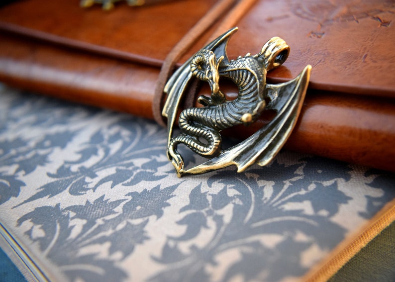 Bronze dragon pendant metal dragon keychain brass dragon Etsy