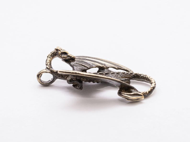 Bronze dragon pendant metal dragon keychain dragon trinket Etsy