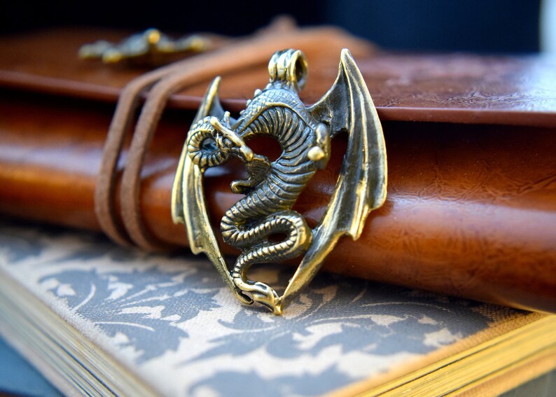 Bronze dragon pendant metal dragon keychain brass dragon Etsy