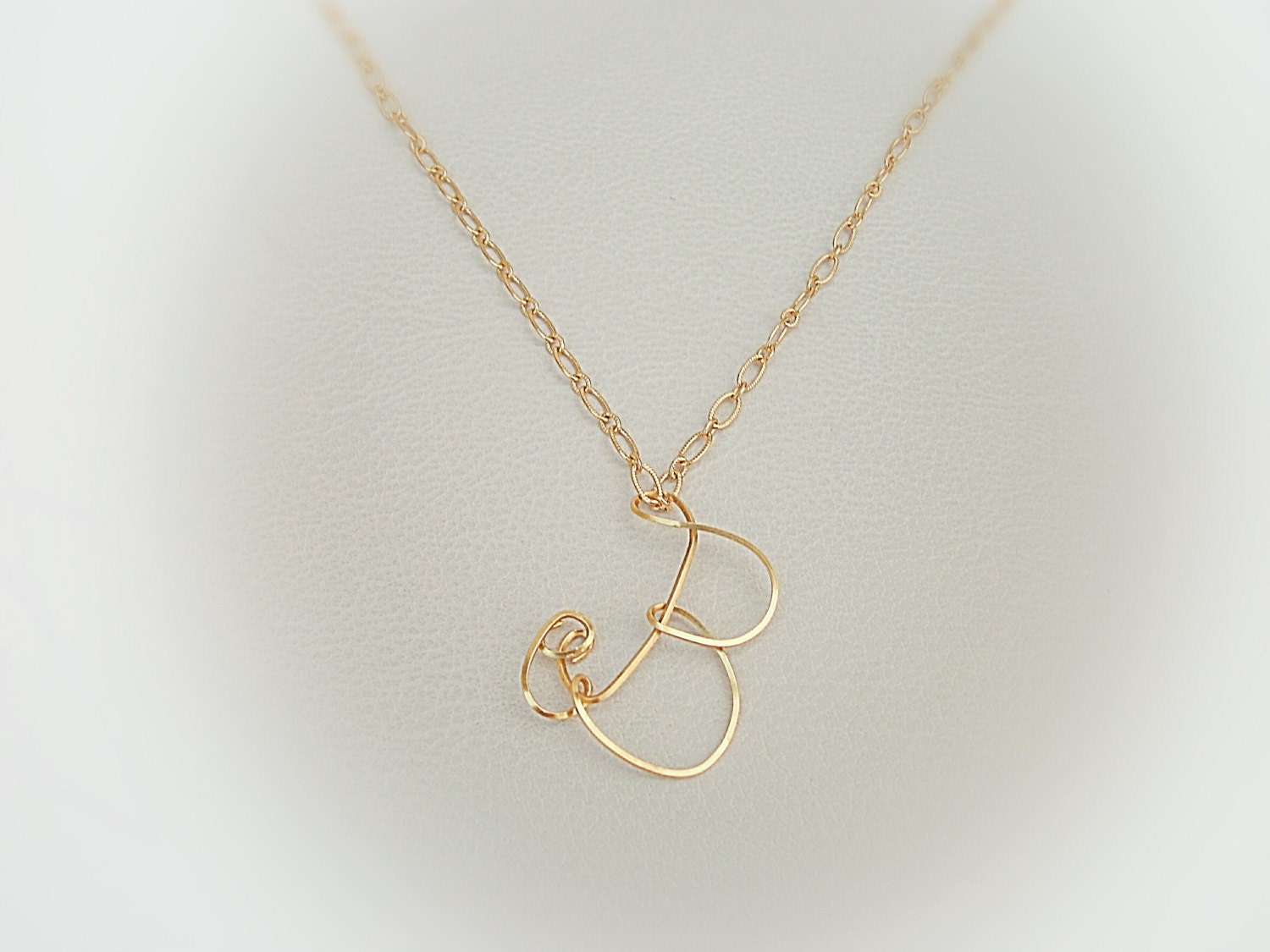 Letter B Initial Gold Pendant and Chain 