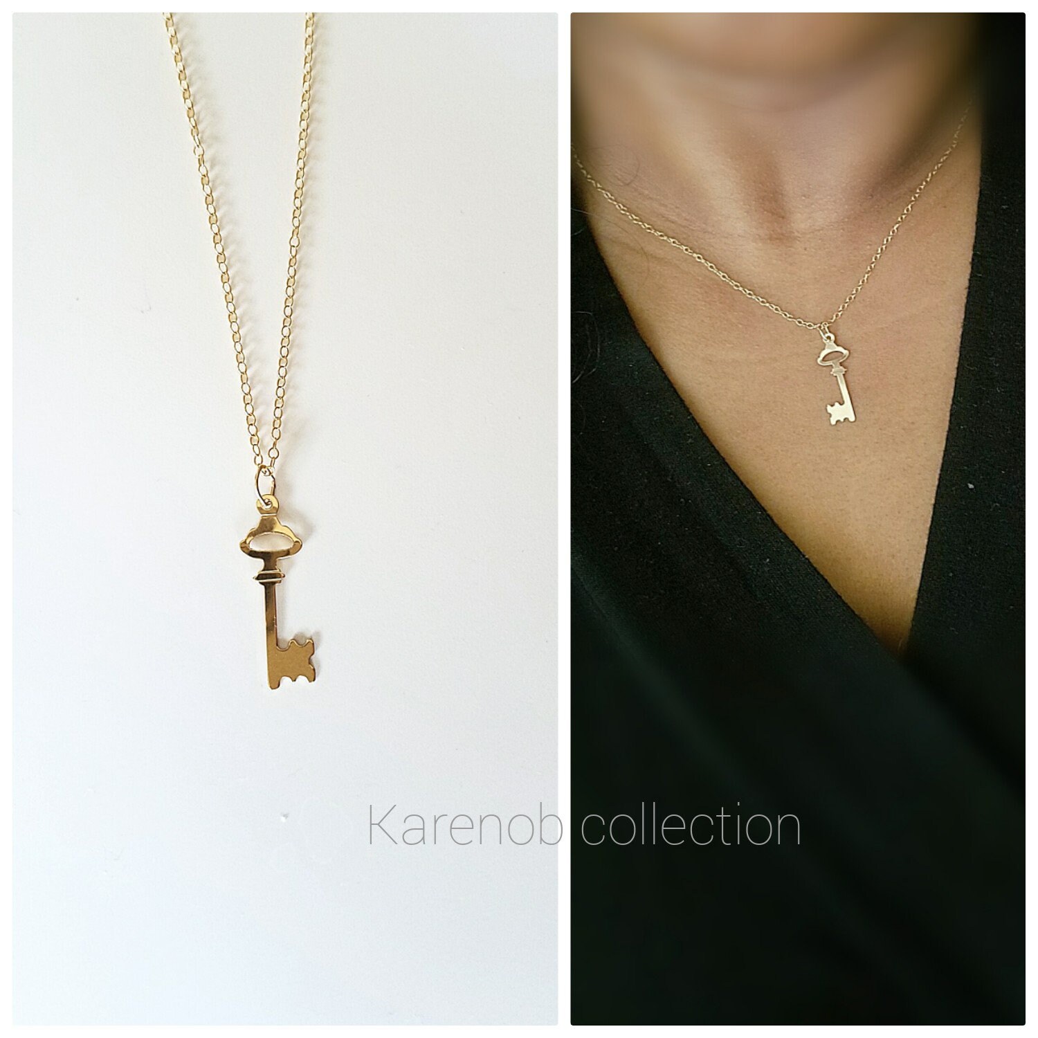 Key Necklace Gold Key Necklace Dainty 
