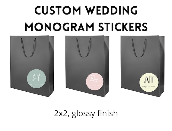 Wedding Monogram Stickers Custom Wedding Monogram Circle Labels