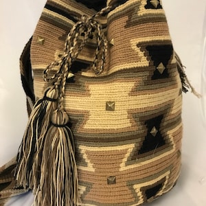Embellished Handwoven Wayuu Mochilas Bag