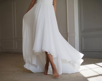 Wedding skirt, Bridal skirt, High low skirt, Chiffon skirt, Off white wedding skirt, Bridal separates, Bridal skirt, Skirt with train