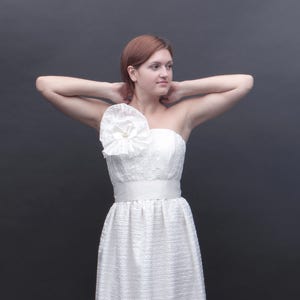 Silk wedding dress // 100% silk organza // Simple bridal gown with detachable brooch