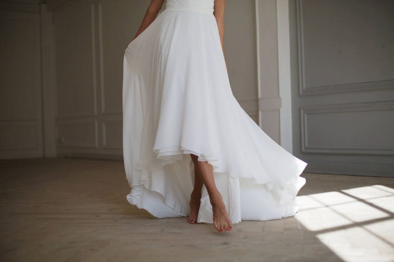 Wedding skirt, Bridal skirt, High low skirt, Chiffon skirt, Off white wedding skirt, Bridal separates, Bridal skirt, Skirt with train