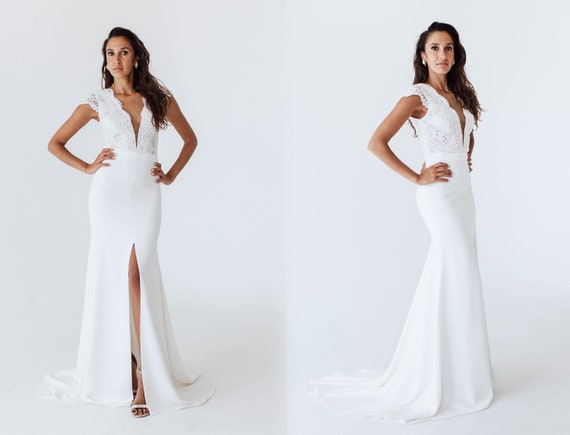 Wedding Skirt With High Leg Slit Bridal Separate Long White Etsy