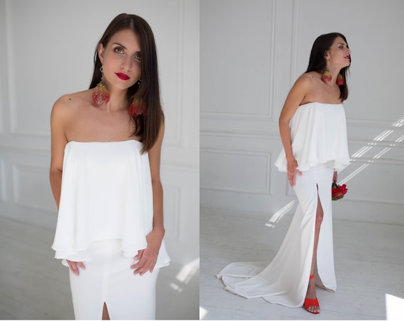 Minimal Wedding Dress Simple Wedding Dress Wedding Etsy