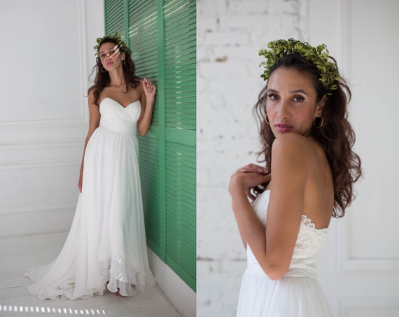 strapless chiffon wedding dress