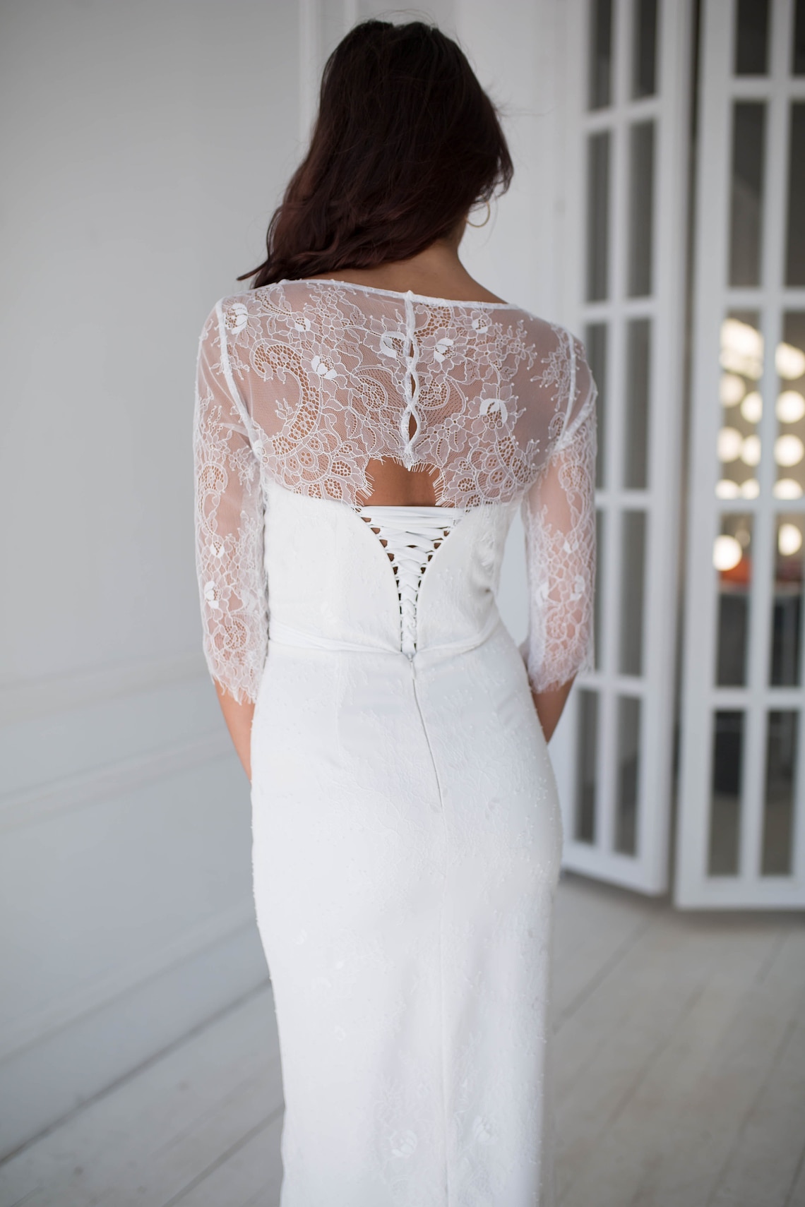 Short Lace Wedding Dress With Separate Jacket Fitted Style - Etsy
