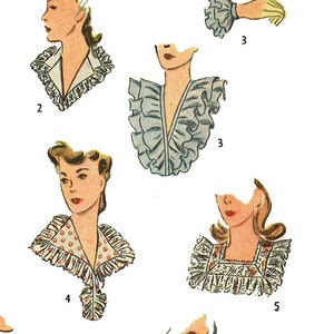 PDF - 1940's Sewing Pattern: Decorative Collar Set Accessories - Size Small - Instantly Print at Home