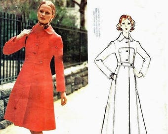 Vintage 1970's Sewing Pattern Vogue Couturier Design Fabiani Coat Bust 34"