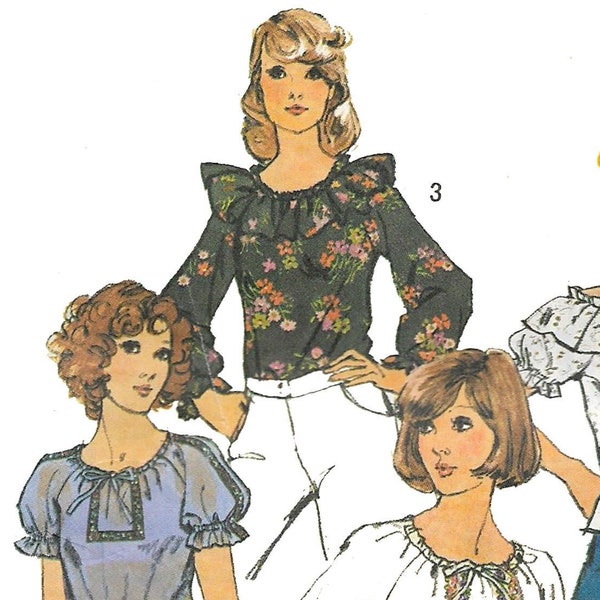 PDF - Vintage 1970s Sewing Pattern – Versatile Peasant Blouses - Bust 34” (87cm) - Instantly Print at Home