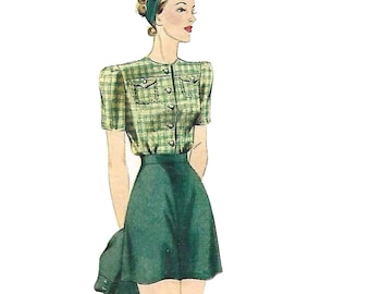1940's Sewing Pattern: Ladies High Waist Shorts - Waist 26” (66cm)