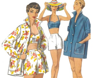 PDF - Vintage 1950s Pattern – Three-piece Playsuit Outfit - Bust: 34” (86.4cm) - Instantly Print at Home