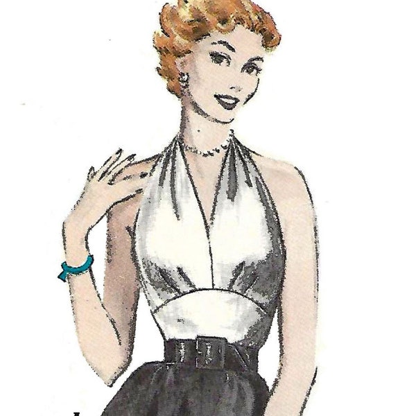 Vintage 1950s Pattern –  'Subway' "Quick & Easy Halter-Neck Top, Blouse - Bust: 34” (86.4cm)