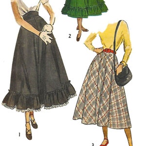 1940-tals sömnadsmönster – kjol, dag- och ballerinalängder – midjemått 61 cm