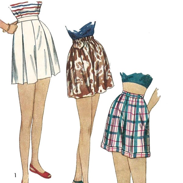 PDF - 1940's Vintage Reproduction Sewing Pattern Shorts - Waist 25" (63.5cm) - Instantly Print at Home