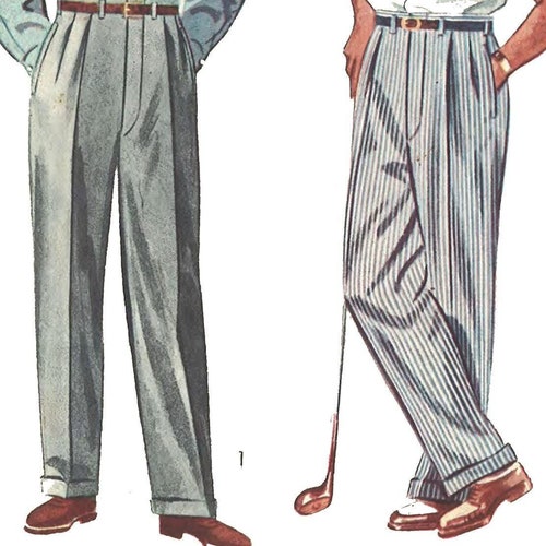 PDF 1950's Sewing Pattern Men's Slacks Pants Etsy